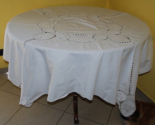 Tovaglia 160x160 ricamo - tovaglia,