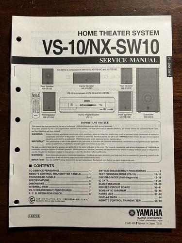 Yamaha sw10 sistema - vs-10, nx-sw10