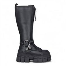 Stivali donna Buffalo Gospher biker al ginocchio neri grossi punk rock