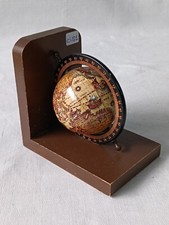 VECCHIO FERMALIBRI IN LEGNO CON MAPPAMOND VINTAGE GLOBO TERRESTRE. CI51