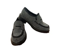 Mocassini Donna Nero con Pietrine Lurex Argentato, " Primadonna " N'38 - Nuovo