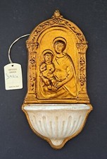 Acquasantiera madonna con bambino color bronzo 22x12 Arte decorativa fiorentina