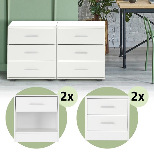 Comodino bianco 3 cassetti - comodino,