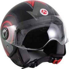 Casco Jet Nero e Rosso Con
