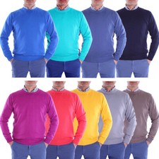 MAGLIA PULLOVER UOMO COTONE GIROCOLLO SPORT PARICOLLO 12 COLORI ART. H5168