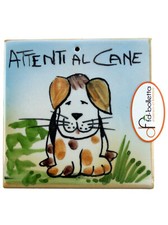 Mattonella ornamentale in ceramica attenti al cane da parete dipinta a mano ma16