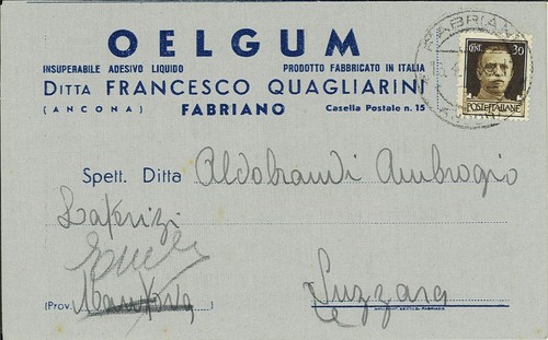 Cartolina pubbl oelgum - cartolina, pubbl.