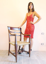 sedia capotavola antica poltrona emiliana 1800 - 1840 legno olmo biedermeier