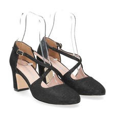 Andrea Schuster sandaliera tessuto lurex nero 7cm