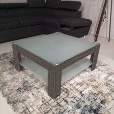 Tavolino da Caffe in Legno con Ripiano in Vetro Tavolo da Salotto Basso