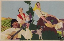 #  COSTUMI SARDI - VENDEMMIATRICI -  DA TEMPERA DI BAKISFIGUS  - 1949