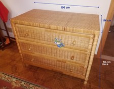 GRANDE CASSETTIERA CON 3 CASSETTI IN VIMINI EPOCA 900 - MISURE IN FOTO