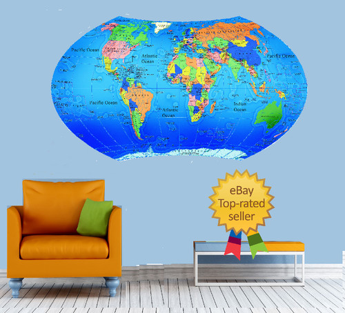 Adesivo murale educativo - , mappa