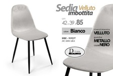 SEDIA VELLUTO BIANCO PIEDI