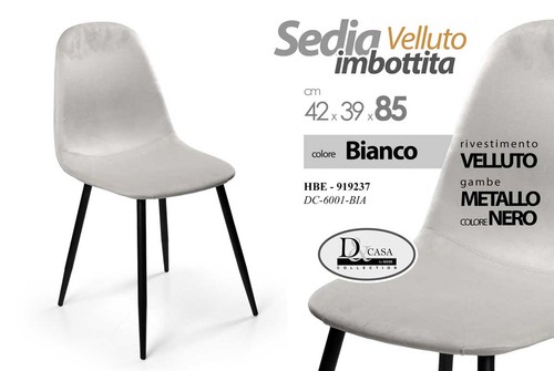 Sedia velluto bianco - velluto, piedi