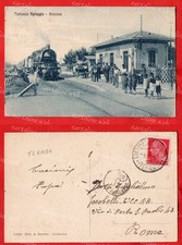 TORTORETO - LA  STAZIONE CON TRENO E ANIMAZIONE - RARA-  CARTOLINA - TERAMO