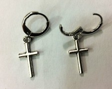 ORECCHINI EARRINGS UOMO DONNA CERCHI  CIONDOLO CROCE CROSS G UNISEX