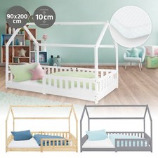Letto bambini forma casa legno di pino con/senza materasso 200x90 cm vari colori