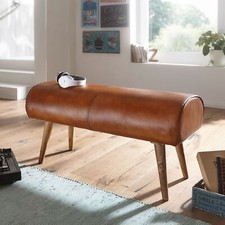 FineBuy panca vera pelle 100 cm Springbock panca in pelle panca da corridoio panca da ginnastica