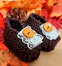 SCARPE Pantofoli Calzini bimbo bimba 0-6 mesi in Cotone Handmade Artigianale    