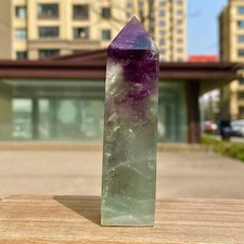 Pilastro in pietra lucciola verde viola naturale 143G | Strumento di meditazione