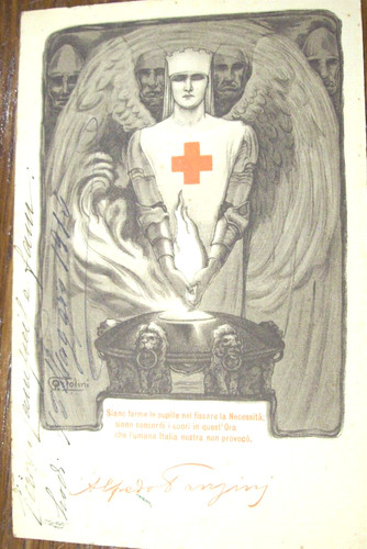 1915 pro croce rossa cartolina - rossa,