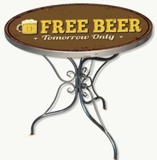 Tavolino tavolo  bar pub design industrial stampa anticata FREE BEER HLHT27776