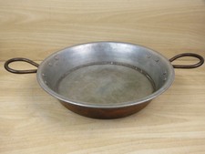 PADELLA CON 2 MANICI di Vecchia PENTOLA in RAME BATTUTO da appendere esposizione