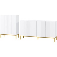 HOMCOM Set Credenza Buffet e Scarpiera per 20 Paia di Scarpe Bianco e Oro