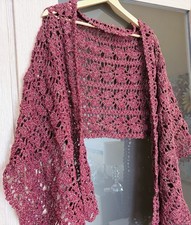 Coprispalle  Stola Scialle elegante  ad uncinetto  Bordó Filo Dorato