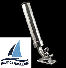 PORTACANNA BASE PIANA OTTONE CROMATO ORIENTABILE - PESCA TRAINA BARCA 