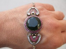 bracciale stile antico argento 925 rubini smeraldi zaffiri bianchi 