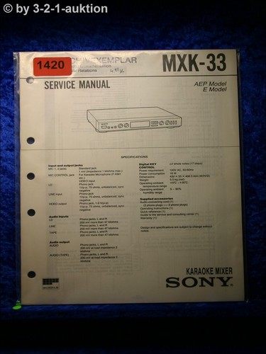 Sony manuale servizio mxk - sony, di
