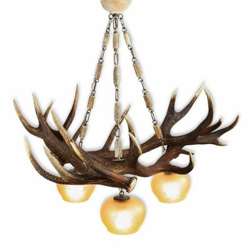 Lampadario con vere corna - , di