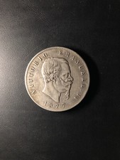 Vittorio Emanuele II 5 LIRE 1877  silver coin moneta rara Regno d’Italia