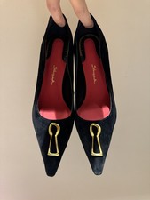 Elsa Schiaparelli 6CM stiletto scamosciato moda forma speciale metallo sandalo a punta