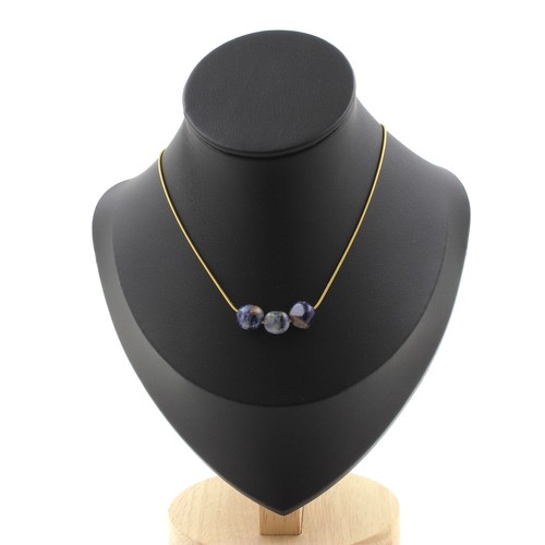 Collana perle diaspro blu - collana,