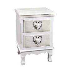 VINCY CASSETTIERA CON DECORO CUORE A 2 CASSETTI 37X34XH54 CM BIANCA
