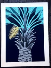 Michael E Arth Signed Ltd 1982 Serigrafia "Butia Capitata" Palme + Certificato di autenticità