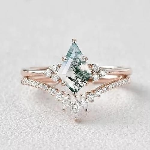 Anello agata muschio naturale