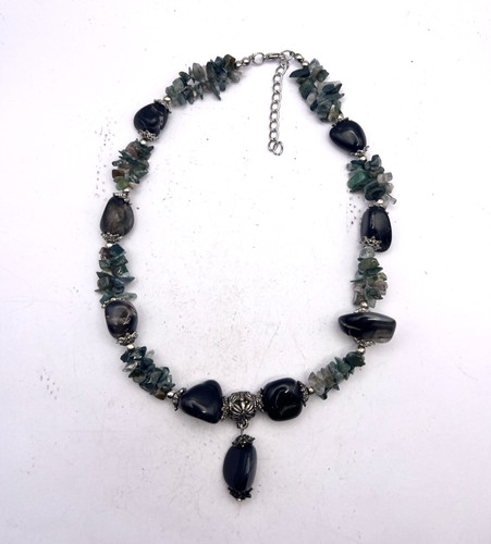Collana agata nera verde - collana,