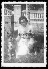 1948 - Fox Terrier Asta e Butzi con donna - anni '40 - cane - foto 6x9cm
