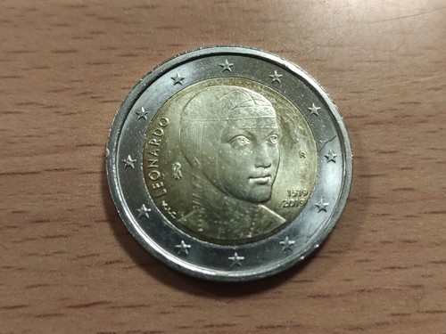 Moneta due euro leonardo da - da,