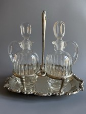 Cruet Set antico per  olio e aceto base in Peltro argentato Italia