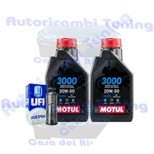 Kit Tagliando Olio Motul 3000 20W50 + Filtro Per Moto Guzzi V65 Lario 650 1988>