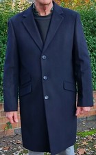 Crombie soprabito uomo lunghezza 3/4 lana nero stile paraocchi a punta