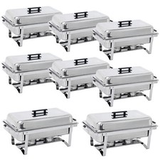 8PCS 8QT Durable Steel Chafing Dish Buffet Trays Food Warmer Set Restaurant