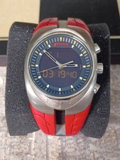 Pirelli Zero tempo Cronografo Analogico Digitale Cromato Elastico Rosso💥Migliore Offerta