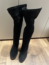 stivali alti sopra ginocchio camoscio nero Tg 40