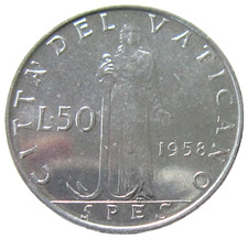 VATICAN CITY. 50 LIRE, 1958